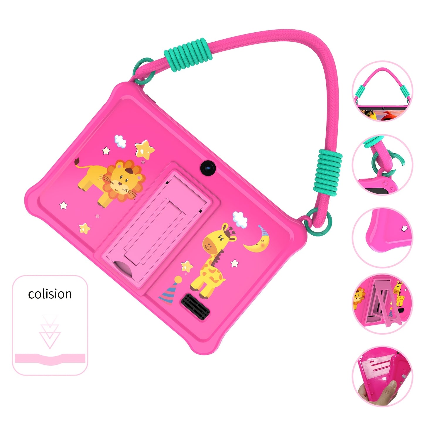 PRITOM Kids Tablet 7 Inch Android 13 4GB (2+2 VIRTUAL) RAM 32GB ROM WiFi Bluetooth Children Software Installed with Lanyard