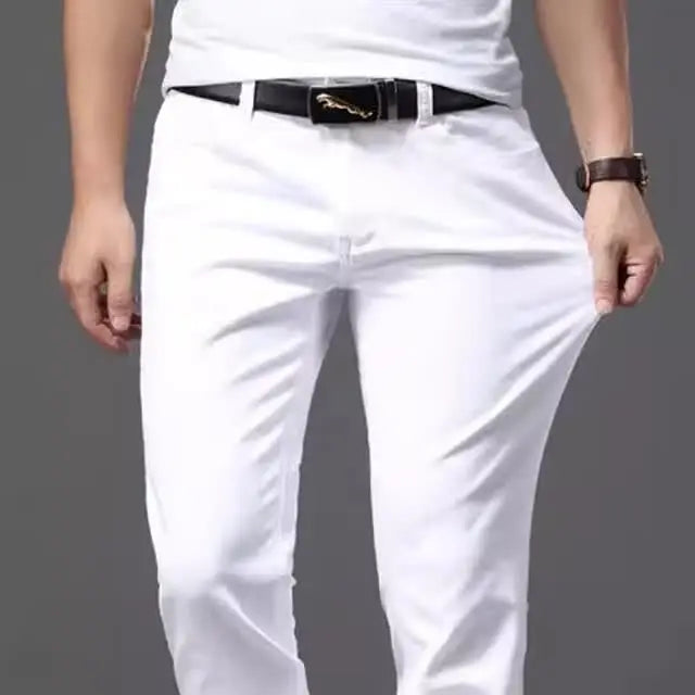 Pure White Men's Jeans Casual Pants