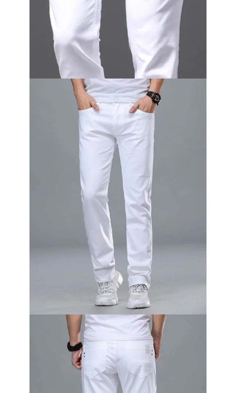Pure White Men's Jeans Casual Pants