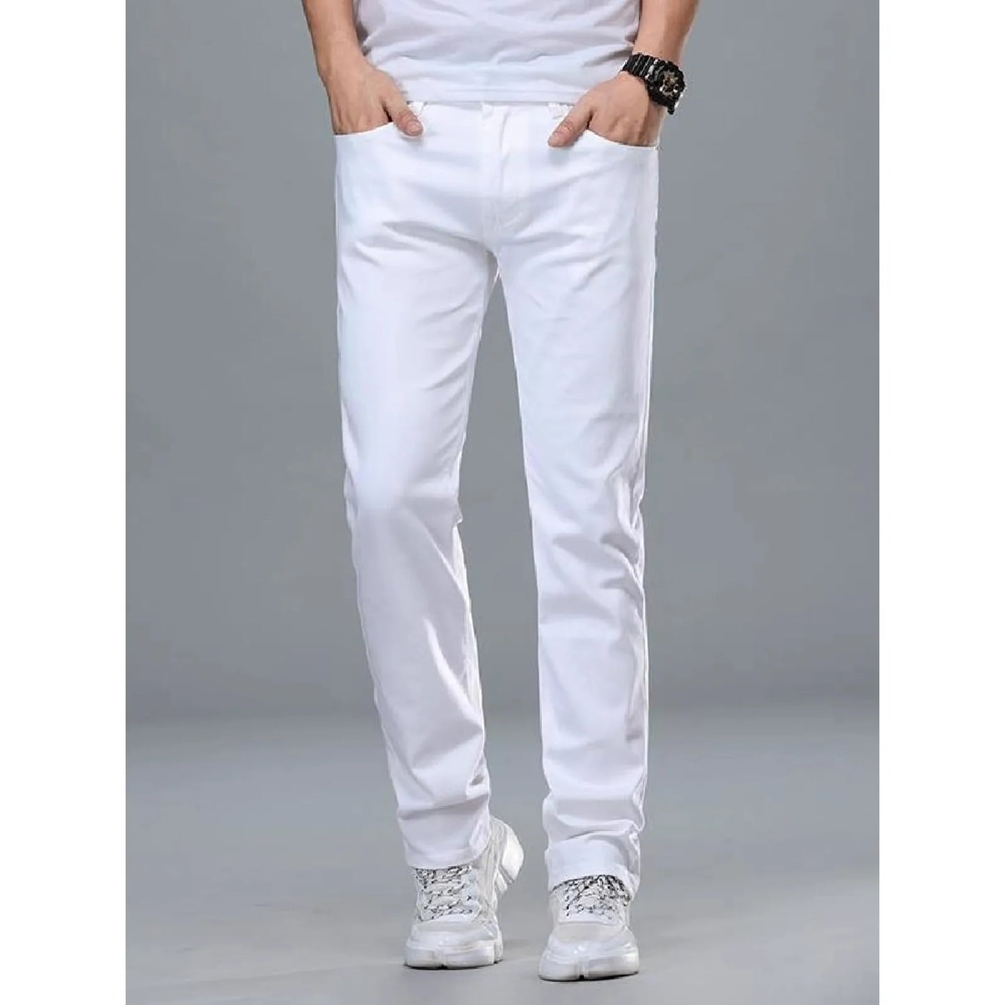 Pure White Men's Jeans Casual Pants