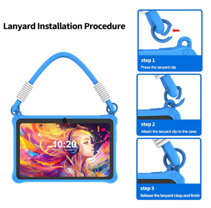 PRITOM Kids Tablet 7 Inch Android 13 4GB (2+2 VIRTUAL) RAM 32GB ROM WiFi Bluetooth Children Software Installed with Lanyard