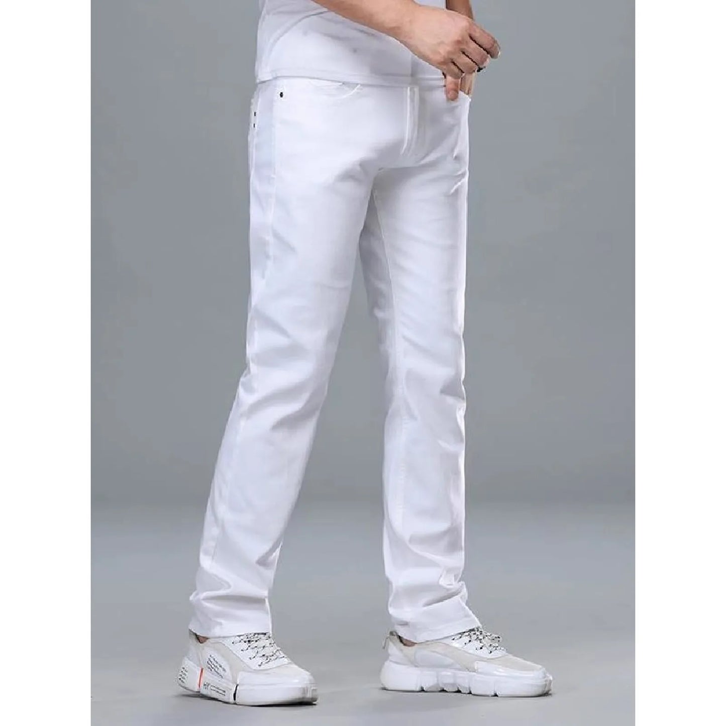 Pure White Men's Jeans Casual Pants