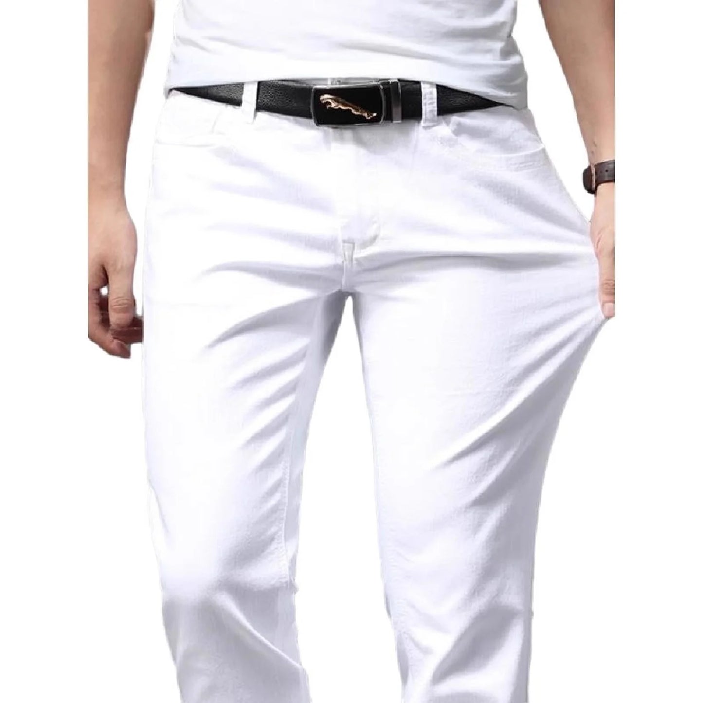 Pure White Men's Jeans Casual Pants
